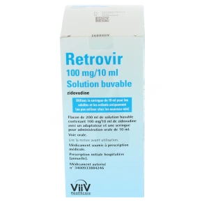 Retrovir 100 Mg/10 Ml, Solution Buvable