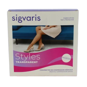 Sigvaris Styles Divin Eclat Transparent Chaussette Pied Ouvert Classe 2 Femme Beige 110 Normal M