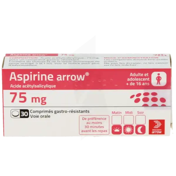 Aspirine Arrow 75 Mg, Comprimé Gastro-résistant