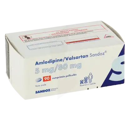 AMLODIPINE/VALSARTAN SANDOZ 5 mg/80 mg, comprimé pelliculé