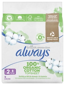 Always Bio Cotton Protection Serviette Périodique Long Plus Paquet/9