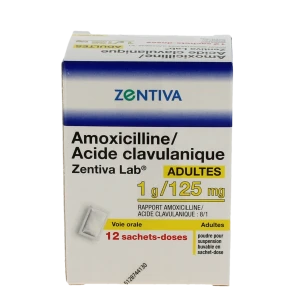 Amoxicilline/acide Clavulanique Zentiva Lab 1 G/125 Mg Adultes, Poudre Pour Suspension Buvable En Sachet-dose (rapport Amoxicilline/acide Clavulanique : 8/1)