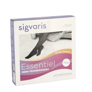 Sigvaris Essentiel Semi-transparent Bas Auto-fixants  Femme Classe 2 Noir Small Normal