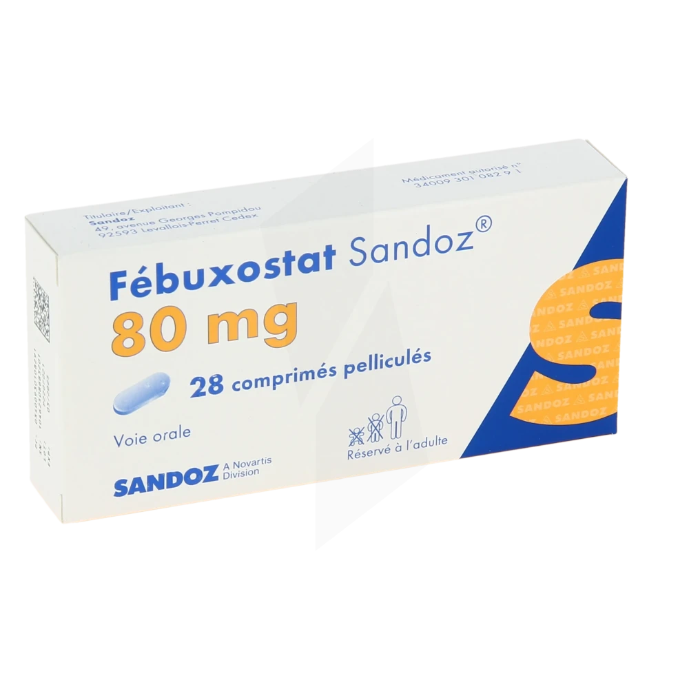 Febuxostat Sandoz 80 Mg, Comprimé Pelliculé