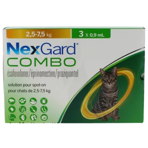 Nexgard Combo Solution Pour Spot-on Pour Chats 2,5 - 7,5 Kg, Solution Pour Spot-on