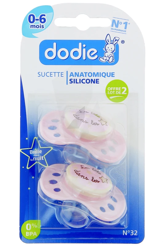 Pharmacie de Guethary - Parapharmacie Sucette Dodie Anatomique Silicone  Phosphorescente 0-6 Mois X2 - GUETHARY