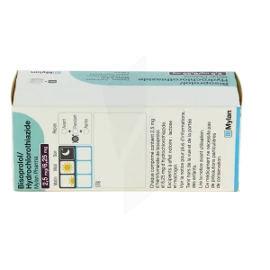 Bisoprolol/hydrochlorothiazide Viatris 2,5 Mg/6,25 Mg, Comprimé Pelliculé