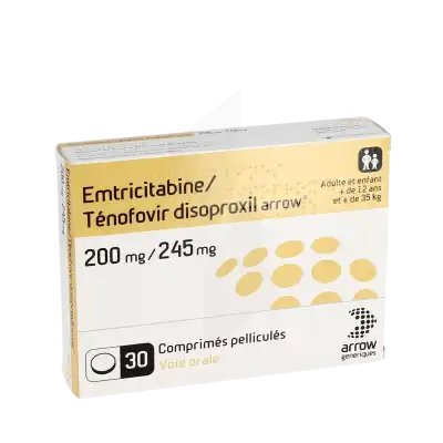 Emtricitabine/tenofovir Disoproxil Arrow 200 Mg/245 Mg, Comprimé Pelliculé à CHASSE SUR RHÔNE