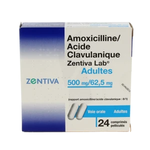 Amoxicilline/acide Clavulanique Zentiva Lab 500 Mg/62,50 Mg Adultes, Comprimé Pelliculé (rapport Amoxicilline/acide Clavulanique : 8/1)
