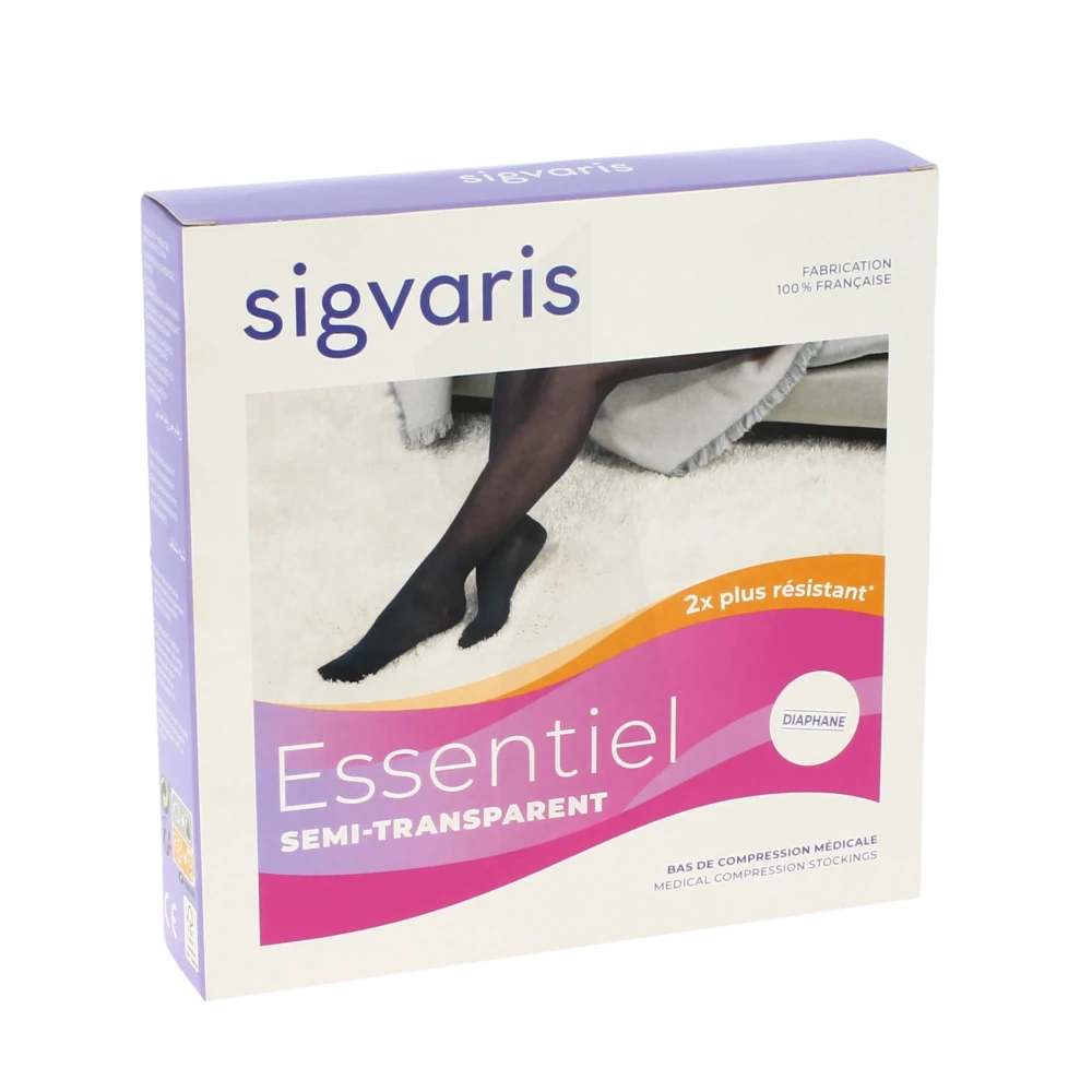 Sigvaris Essentiel Semi-transparent Bas Auto-fixants Po Femme Classe 2 Dune Medium Normal