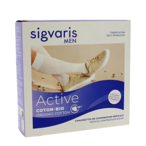 Sigvaris Active Coton Bio 55% Chaussette Classe 2 Homme Noir Normal L