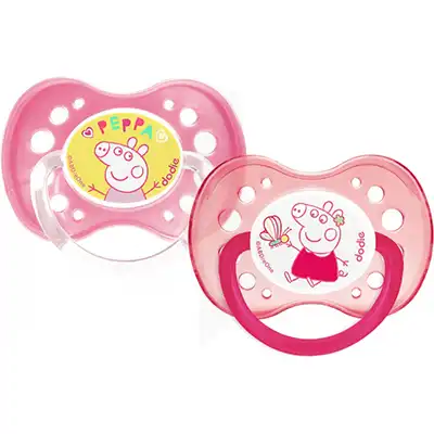 Dodie Duo Sucette anatomique silicone +18mois Peppa pig