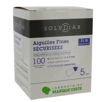 Soludiab Aiguilles Stylo Insul.sécur.5mm Fines 31g  Bt100 à PÉLISSANNE