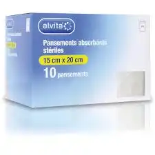 Alvita Pansements Absorbant Stérile Non Adhésif 15x20cm 10 Sachets