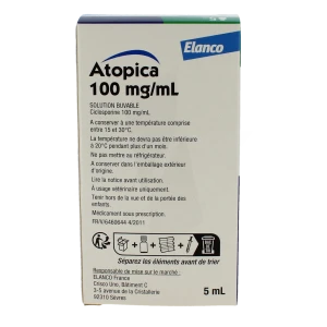 Atopica 100 Mg/ml Solution Buvable Pour Chats Et Chiens, Solution Buvable