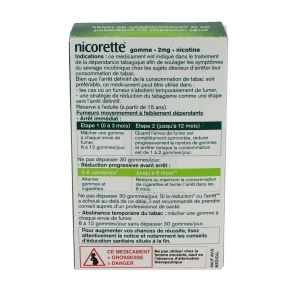 Nicorette 2 Mg Sans Sucre, Gomme à Mâcher Médicamenteuse édulcorée Au Sorbitol