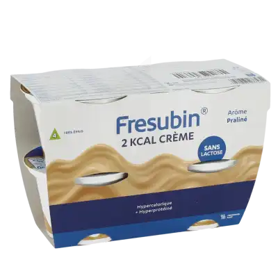 Fresubin 2 Kcal Crème Nutriment Praliné 4pots/200g à Beaujeu-Saint-Vallier-Pierrejux-et-Quitteur