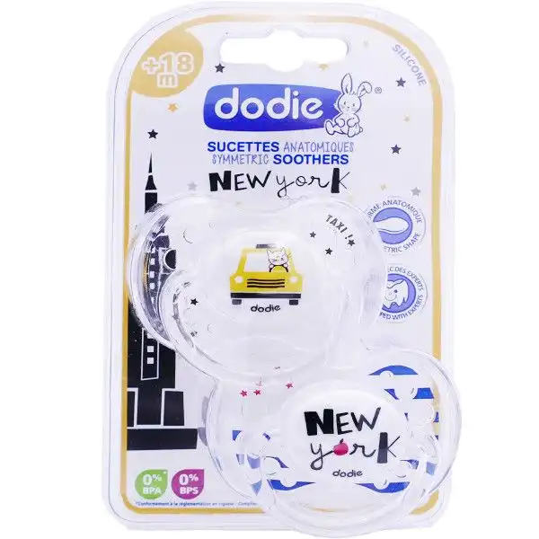 Dodie Duo Sucette Anatomique Silicone +18mois New York B/2