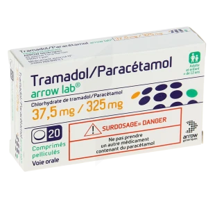 Tramadol/paracetamol Arrow Lab 37,5 Mg/325 Mg, Comprimé Pelliculé