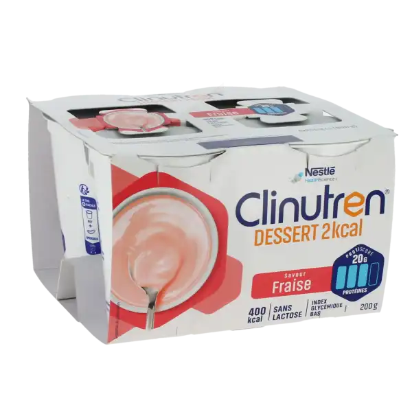 Clinutren Dessert 2.0 Kcal Nutriment Fraise 4 Cups/200g