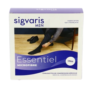 Sigvaris Essentiel Microfibre Chaussettes  Homme Classe 2 Noir Medium Long