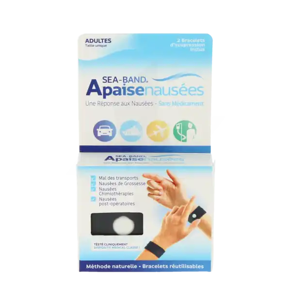 Sea-band Bracelet Anti-nausées Adulte Noir