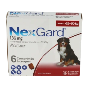 Nexgard 136 Mg Comprime A Croquer Pour Chiens 25 - 50 Kg, Comprimé à Croquer