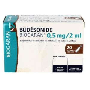 Budesonide Biogaran 0,5 Mg/2 Ml, Suspension Pour Inhalation Par Nébuliseur En Récipient Unidose