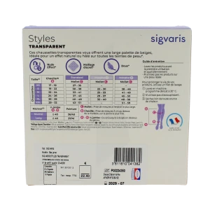 Sigvaris Styles Divin Eclat Transparent Chaussette Classe 2 Femme Beige 110 Normal Xs