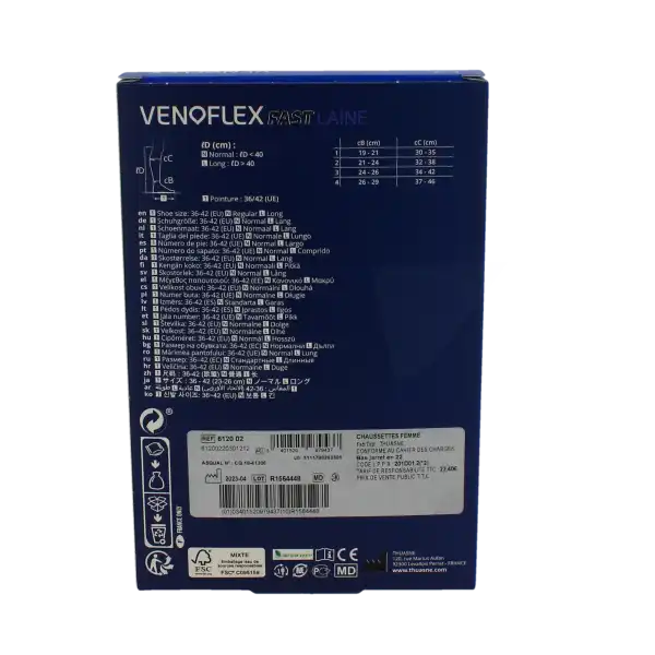 Venoflex Fast 2 Chaussette Laine Femme Torsades Ecru Taille 3n