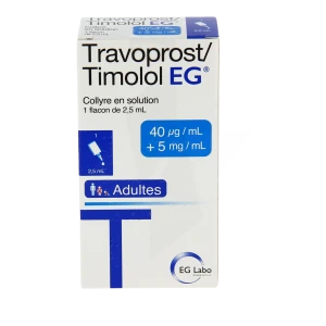 Travoprost/timolol Eg 40 Microgrammes/ml + 5 Mg/ml, Collyre En Solution