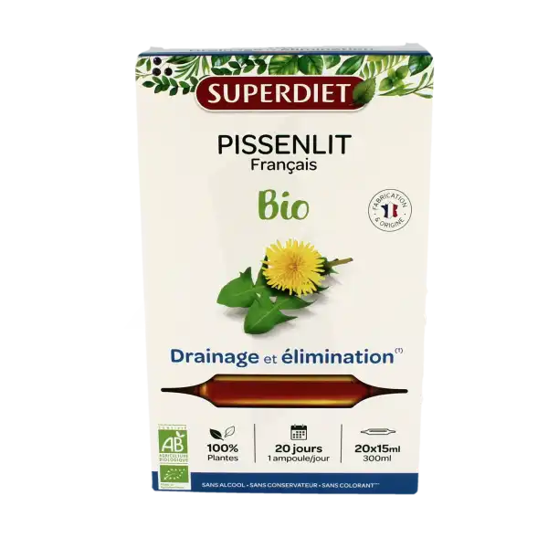 Superdiet Pissenlit Bio Solution Buvable 20 Ampoules/15ml