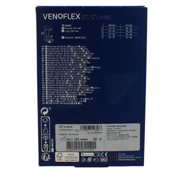 Venoflex Fast 2 Chaussette Laine Homme Anthracite Taille 3n