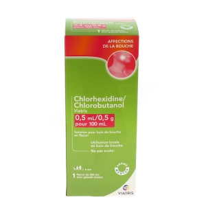 Chlorhexidine/chlorobutanol Viatris 0,5 Ml/0,5 G Pour 100 Ml, Solution Pour Bain De Bouche En Flacon