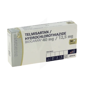 Telmisartan/hydrochlorothiazide Biogaran 40 Mg/12,5 Mg, Comprimé
