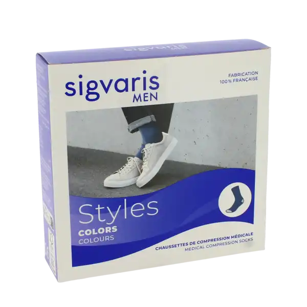 Sigvaris Styles Colors Chaussettes  Homme Classe 2 Noir Small Normal