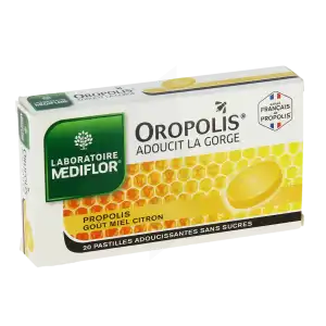 Oropolis Pastilles Sans Sucre Adoucissante Miel Citron B/20 à Libourne