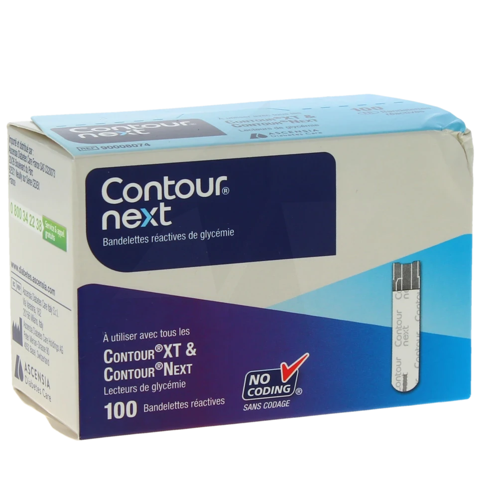 Contour Next Bandelettes Pour Lecteur De GlycÉmie Boîte De 100