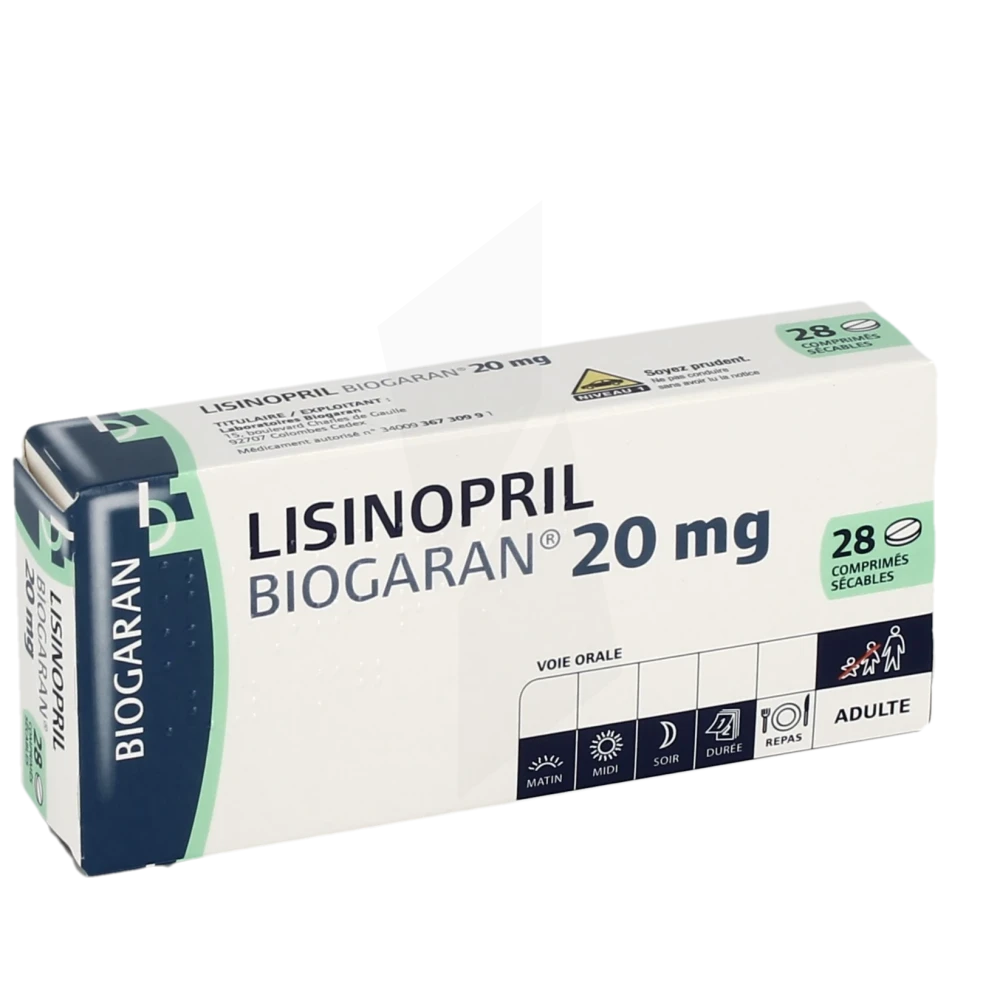 Lisinopril Biogaran 20 Mg, Comprimé Sécable