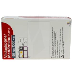 Vildagliptine/metformine Viatris 50 Mg/1000 Mg Comprimé Pelliculé