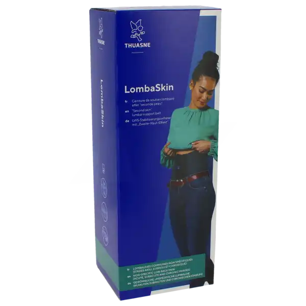 Thuasne Lombaskin Ceinture Lombaire Noir Bleuté Hauteur 21cm Taille 3