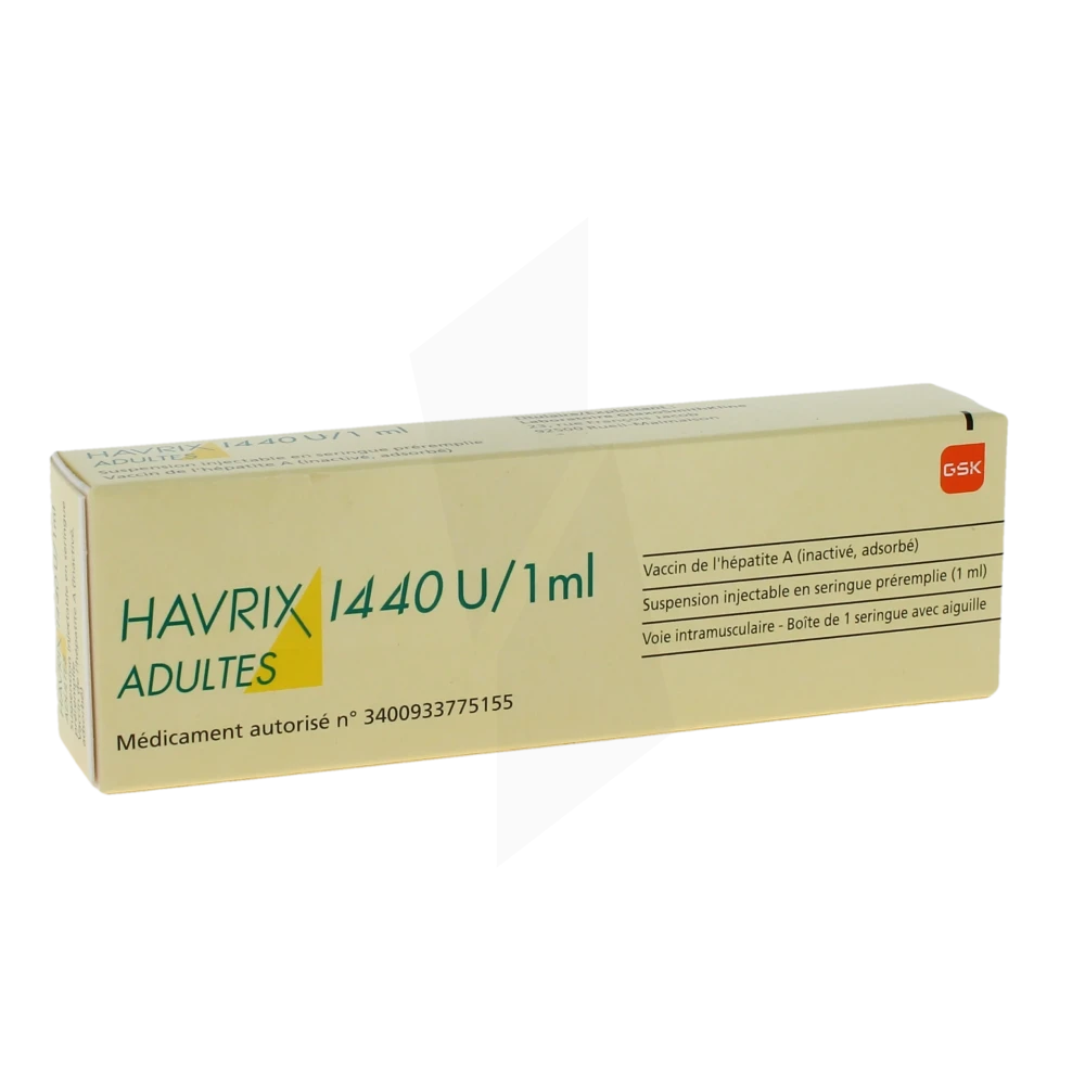 Havrix 1440 U/1 Ml Adultes, Suspension Injectable En Seringue Préremplie. Vaccin De L'hépatite A (inactivé, Adsorbé)