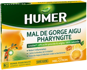 Humer Pharyngite Pastille Mal De Gorge Miel Citron B/20