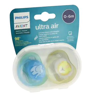 Avent Ultra Air Sucette Silicone 0-6mois Lion B/2 à Gourbeyre