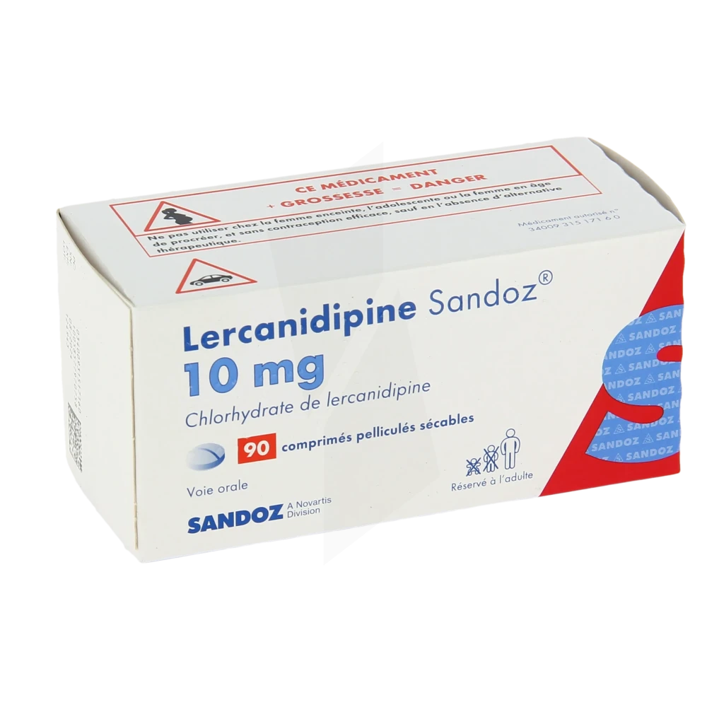 Lercanidipine Sandoz 10 Mg, Comprimé Pelliculé Sécable