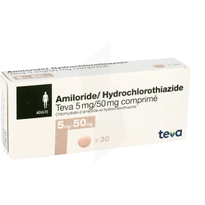 Amiloride Hydrochlorothiazide Teva 5 Mg/50 Mg, Comprimé