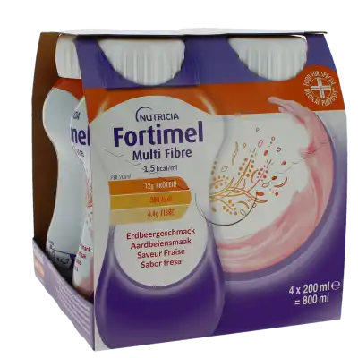 Fortimel Energy Multi Fibre Nutriment Fraise 4 Bouteilles/200ml à Muttersholtz