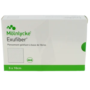 Exufiber Plaque Stérile 5x10cm B/16