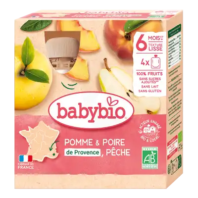 Babybio Alimentation Infantile Pomme Poire Pêche 4gourdes/90g à JOUE-LES-TOURS