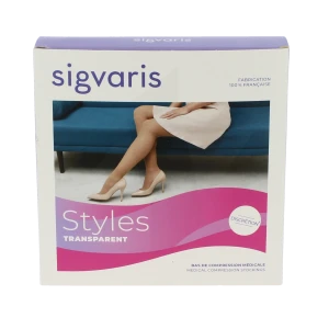 Sigvaris Styles Transparent Bas Auto-fixants  Femme Classe 2 Beige 110 Medium Long